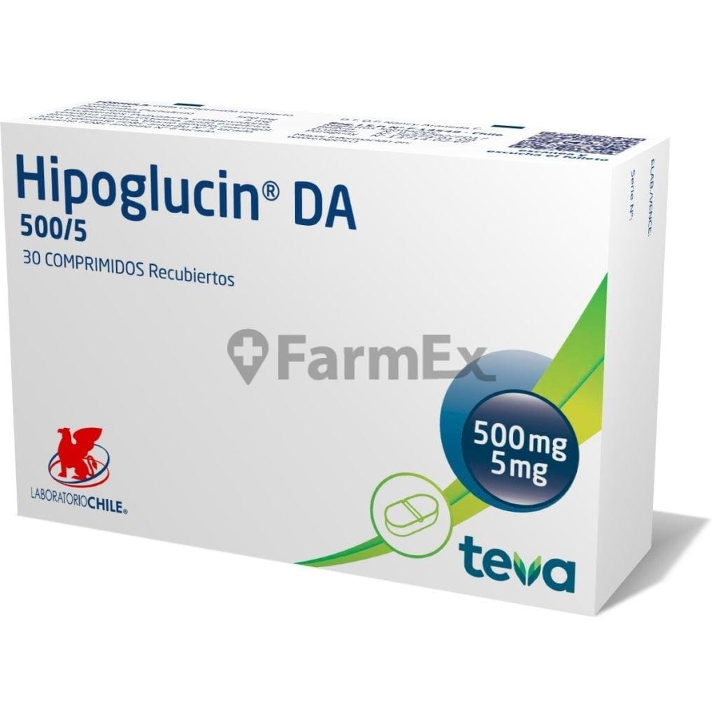 Hipoglucin D/A 500 / 5 mg x 30 comprimidos Farmex-BanMedica-Persistente